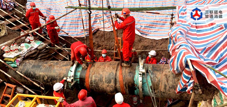 三聯(lián)磁電管道消磁機(jī)-西南管道缺陷進(jìn)行焊口換管工程-管道焊接完成